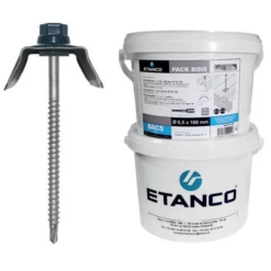 Pack De Fixation Bacs Acier Sur Charpente Bois - 6.5 X 100 Mm - Gris Terre D'ombre RAL 7022 - Seau De 100 Etanco 620681020 -Bosch Soldes Boutique 2 71