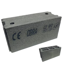 Bloc Béton à Emboîtement Retourné OBRA 500 X 200 X 250 Mm - B60 - 3 Parois 8 Trous