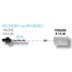 Pilote Hexagonal 651HEX01 Diager 9,5 Mm Foret Scie Cloche Ø 14-30 Mm -Bosch Soldes Boutique 651hex01