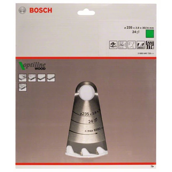 Lame Scie Circulaire Bosch Optiline Wood Bois 235x30 Mm 24 Dents 4 Lame Scie Circulaire Bosch Optiline Wood Bois 235x30 Mm 24 Dents – Image 2