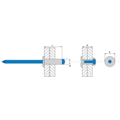 Rivet Alu Tige Acier TP Serrage 23.0-25.0 Ø4.8x30 : Scell-It ASD4830
