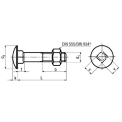 OMNIVIS Boulon TRCC Tête Collet Carré Zingué Noir M6x50(23569892 )