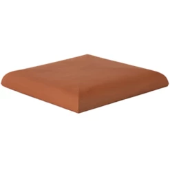 Chapeau De Pilier Plat Terreal CP12 Terre Cuite Rouge - 42 X 42 Cm