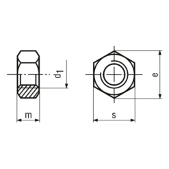 Écrou Hexagonal M6 H8 DIN 934 Diamètre 6 Mm Acier Zingué Bleu X1000