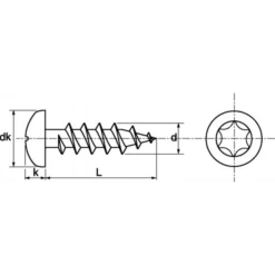 Vis à Bois Tête Cylindrique Large Six Lobes M06x20 Acton 623106X20