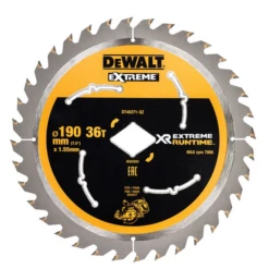 Lame De Scie Circulaire Portative Dewalt DT40271-QZ - Diamètre 190 Mm - Alésage Losange - 36 Dents