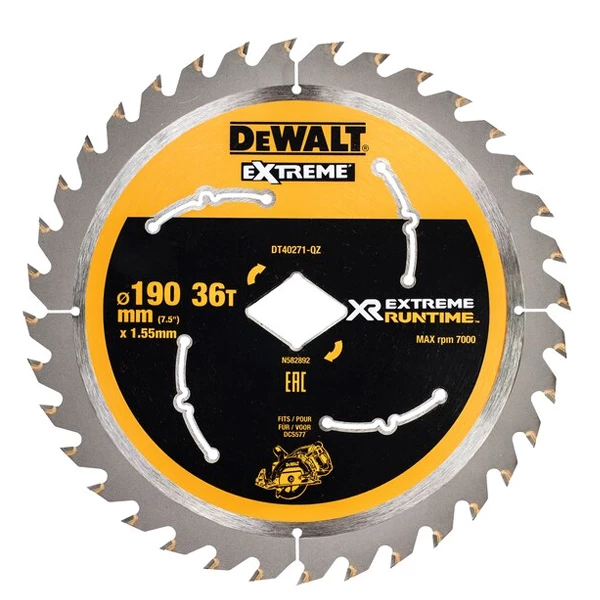 Lame De Scie Circulaire Portative Dewalt DT40271-QZ - Diamètre 190 Mm - Alésage Losange - 36 Dents 3 Lame De Scie Circulaire Portative Dewalt DT40271-QZ - Diamètre 190 Mm - Alésage Losange - 36 Dents