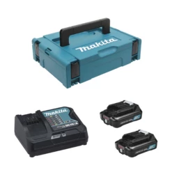 Makita Pack énergie 12V Li-ion 2 Batteries BL1041B 4 Ah Chargeur DC10SA Coffret