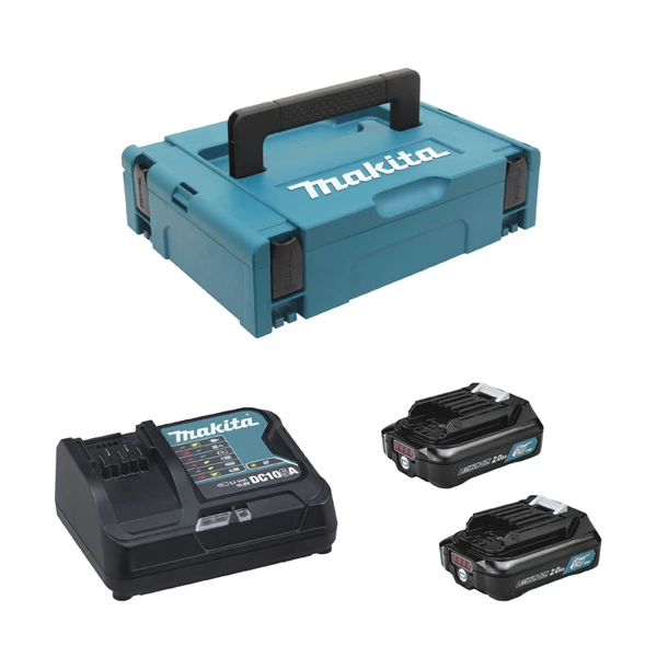 Makita Pack énergie 12V Li-ion 2 Batteries BL1041B 4 Ah Chargeur DC10SA Coffret 3 Makita Pack énergie 12V Li-ion 2 Batteries BL1041B 4 Ah Chargeur DC10SA Coffret