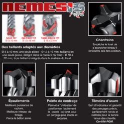Foret Béton Armé SDS-Plus 4 Taillants TCT Nemesis II Makita 22 X 450 Mm