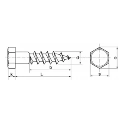 Vis à Bois Tête Hexagonale Tirefond Inox A4 M10x80(281A410X080)