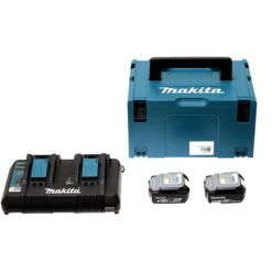 Pack Énergie 18 V Li-Ion Makita (2 Batteries 5 Ah + 1 Chargeur Double) Avec Coffret MAKPAC 197629-2
