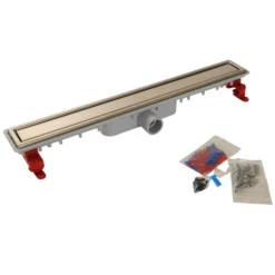 Caniveau De Douche Docia à Faible Hauteur Avec Grille Réversible - ø Femelle 40 Mm - 95 X 790 Mm