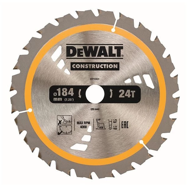 Lame De Scie Circulaire Dewalt DT1951-QZ 184x20 Mm 3 Lame De Scie Circulaire Dewalt DT1951-QZ 184x20 Mm