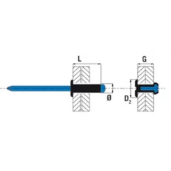 Rivet Alu TP Noir Serrage 18.0-21.0 Mm Ø4.8x24 Mm : Scell-It ABD4824