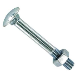 Boulon TRCC Tête Collet Carré Avec écrou - Acier Zingué - M8 X 80 Mm - Boîte De 25