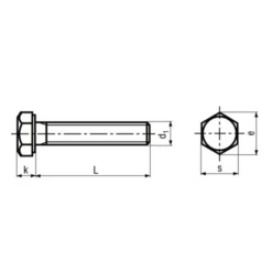 Vis Métaux Tête Hexagonale Filetage Total Zingué 8.8 DIN933 M6x30mm X100