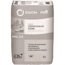 Chaux Hydraulique Naturelle Blanche CEMACHAUX PURE NHL 3,5 Eqiom Pro - Sac De 25 KG