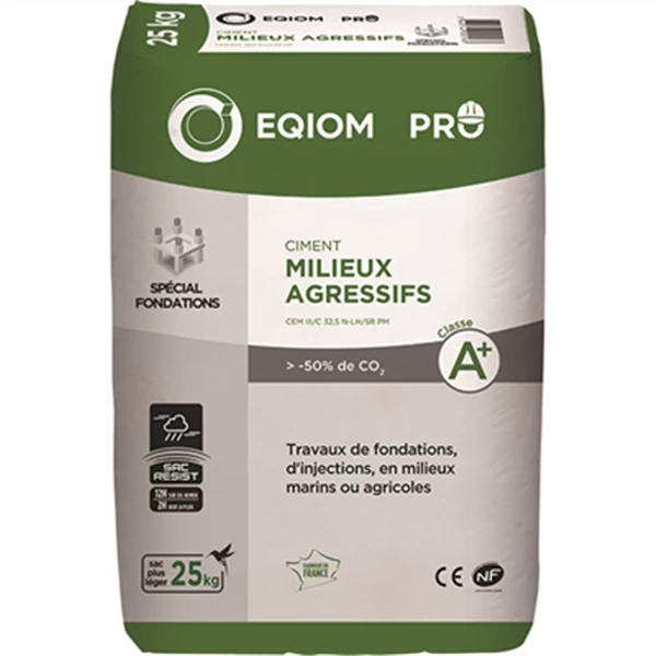 Ciment Pour Milieux Agressifs CEM III/C 32,5 N-LH/SR PM CE NF EQIOM Pro - Sac De 25 KG 3 Ciment Pour Milieux Agressifs CEM III/C 32,5 N-LH/SR PM CE NF EQIOM Pro - Sac De 25 KG