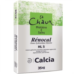 Chaux Hydraulique Blanche - Enduits Rejointoiements Et Montages - Renocal HL5 Calcia - Sac De 35 KG