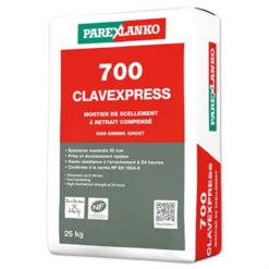 Mortier De Scellement à Retrait Compensé CLAVEXPRESS 700 - Sac De 25 KG