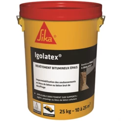 Revêtement Bitumineux Pour Imperméabilisation Des Soubassements - Igolatex Sika - Seau De 25 L