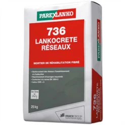 Mortier De Réhabilitation Fibré LANKOCRETE RESEAUX 736 - Sac De 25 KG