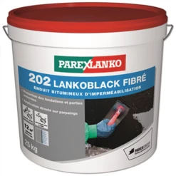 Enduit Bitumineux D'imperméabilisation 202 LANKOBLACK FIBRÉ Parexlanko Seau De 25 Kg