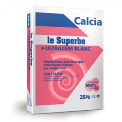 Ciment ULTRACEM BLANC 52,5 N Calcia CE NF 25 KG