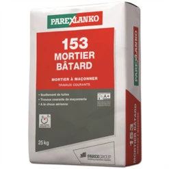 Mortier à Maçonner Chaux Aérienne - 153 BÂTARD Parexlanko - Sac De 25 KG